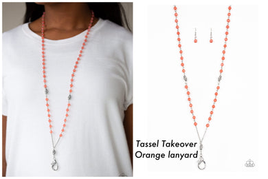Tassel Takeover orange lanyard